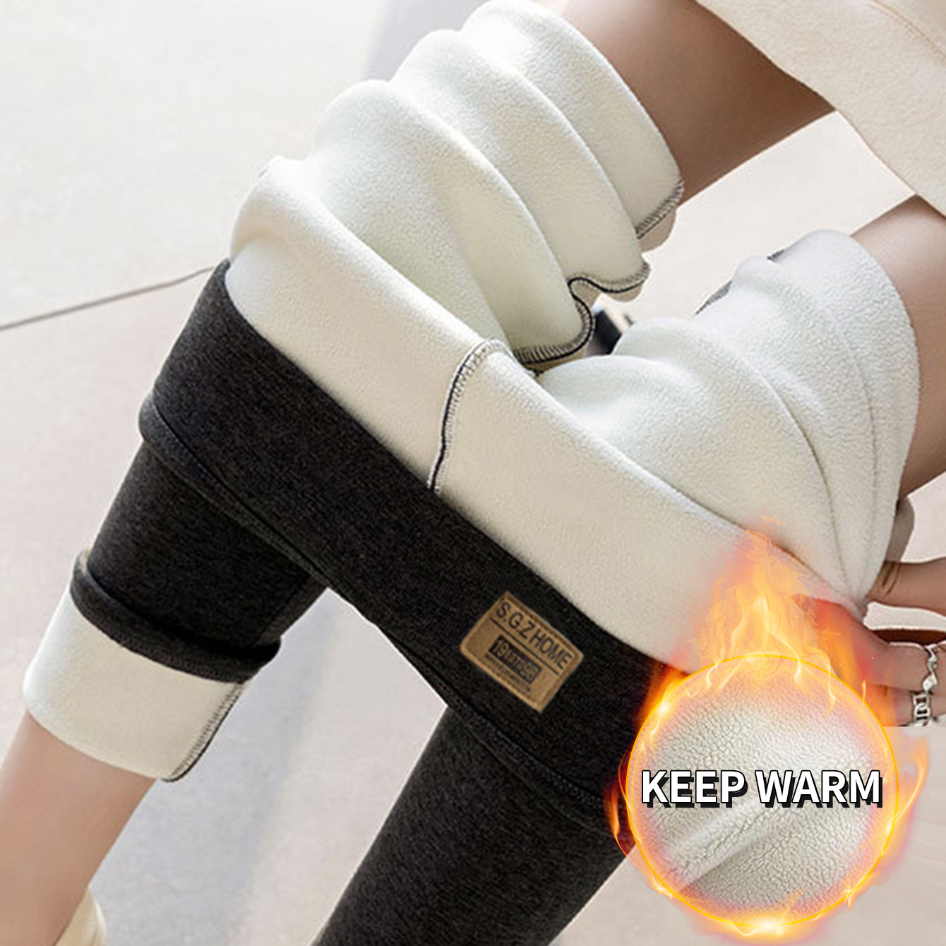 400g秋冬加绒加厚羊羔绒高腰保暖外穿大码新款特厚女士打底防走光