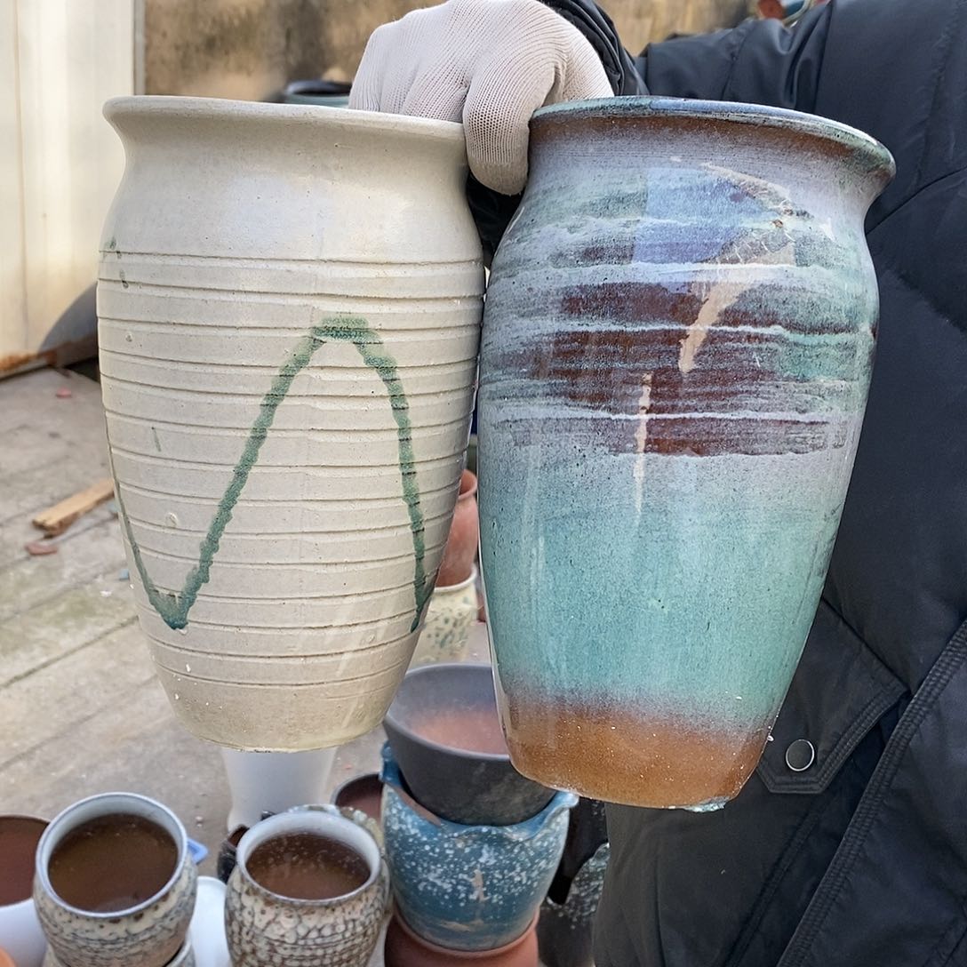 紫砂花盆瑕疵口15高25