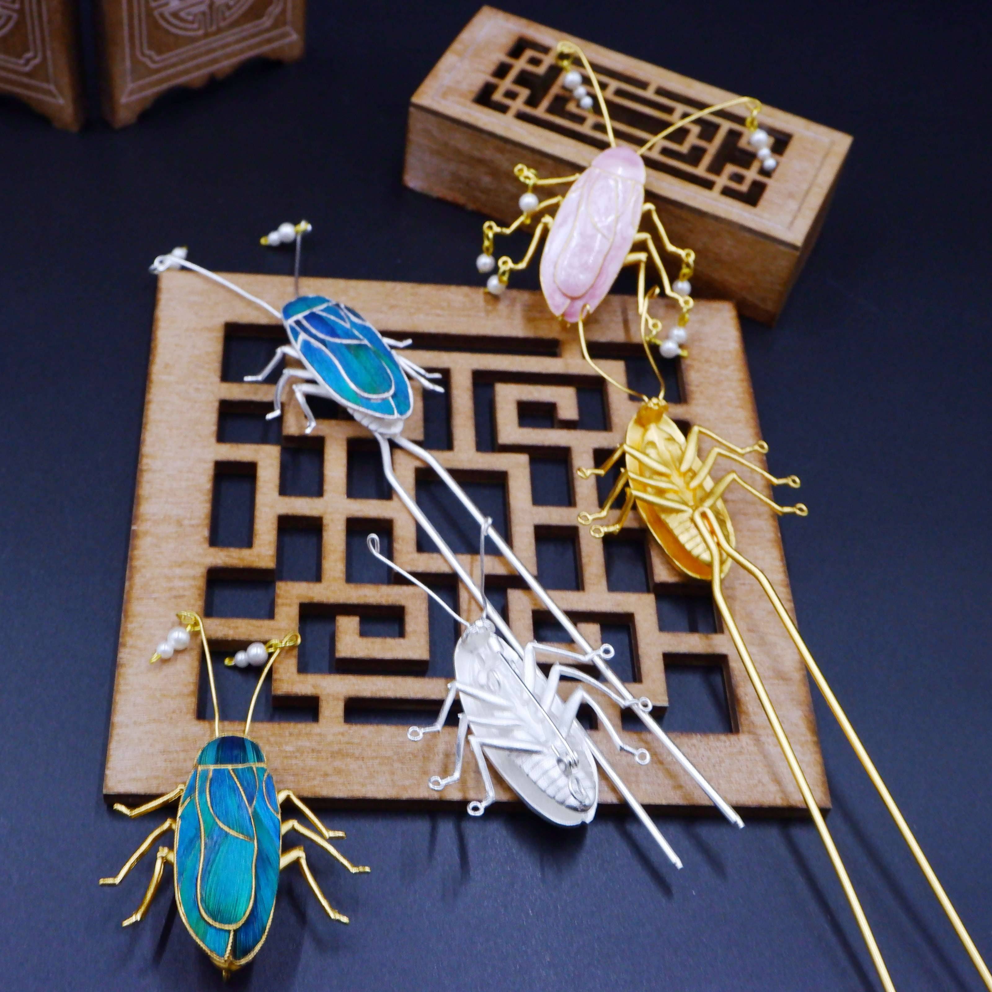 【景泰蓝大蟑螂 胸针/发簪】