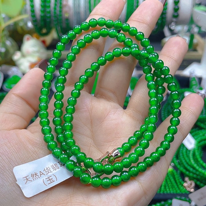 翡翠颈饰未镶嵌圆珠项链5