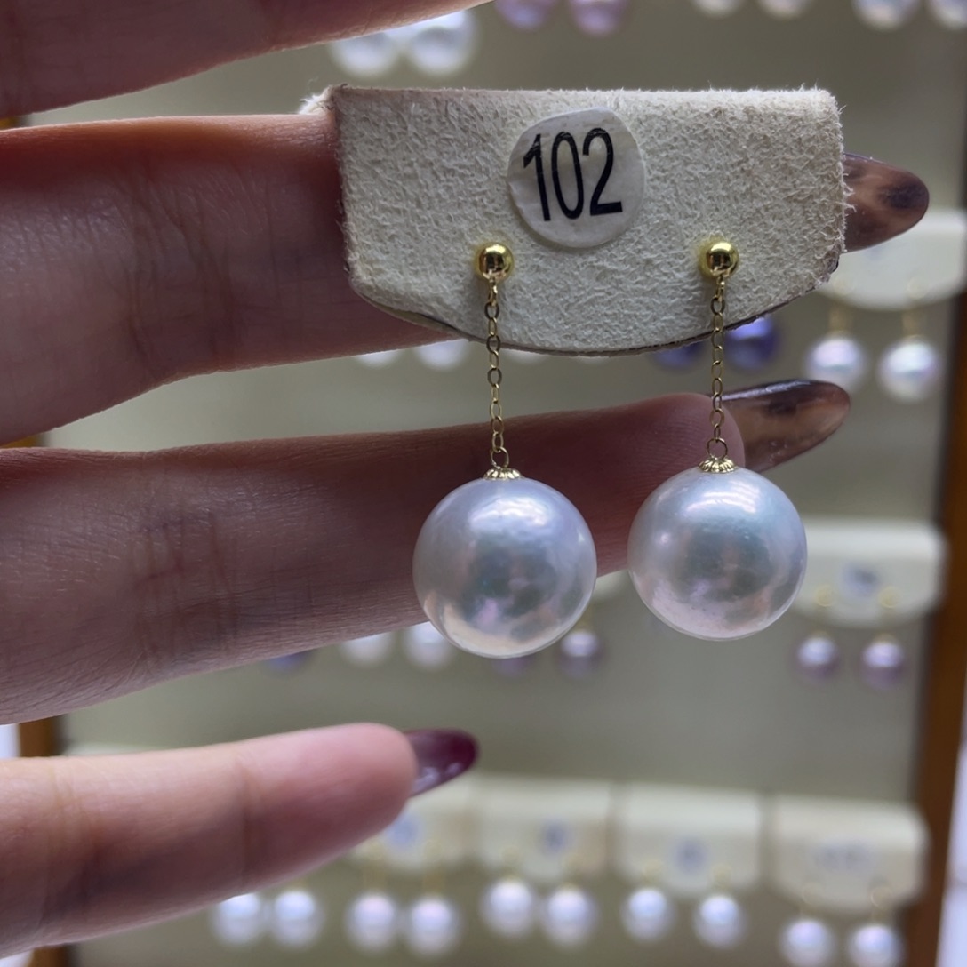 淡水珍珠耳饰18K金镶嵌