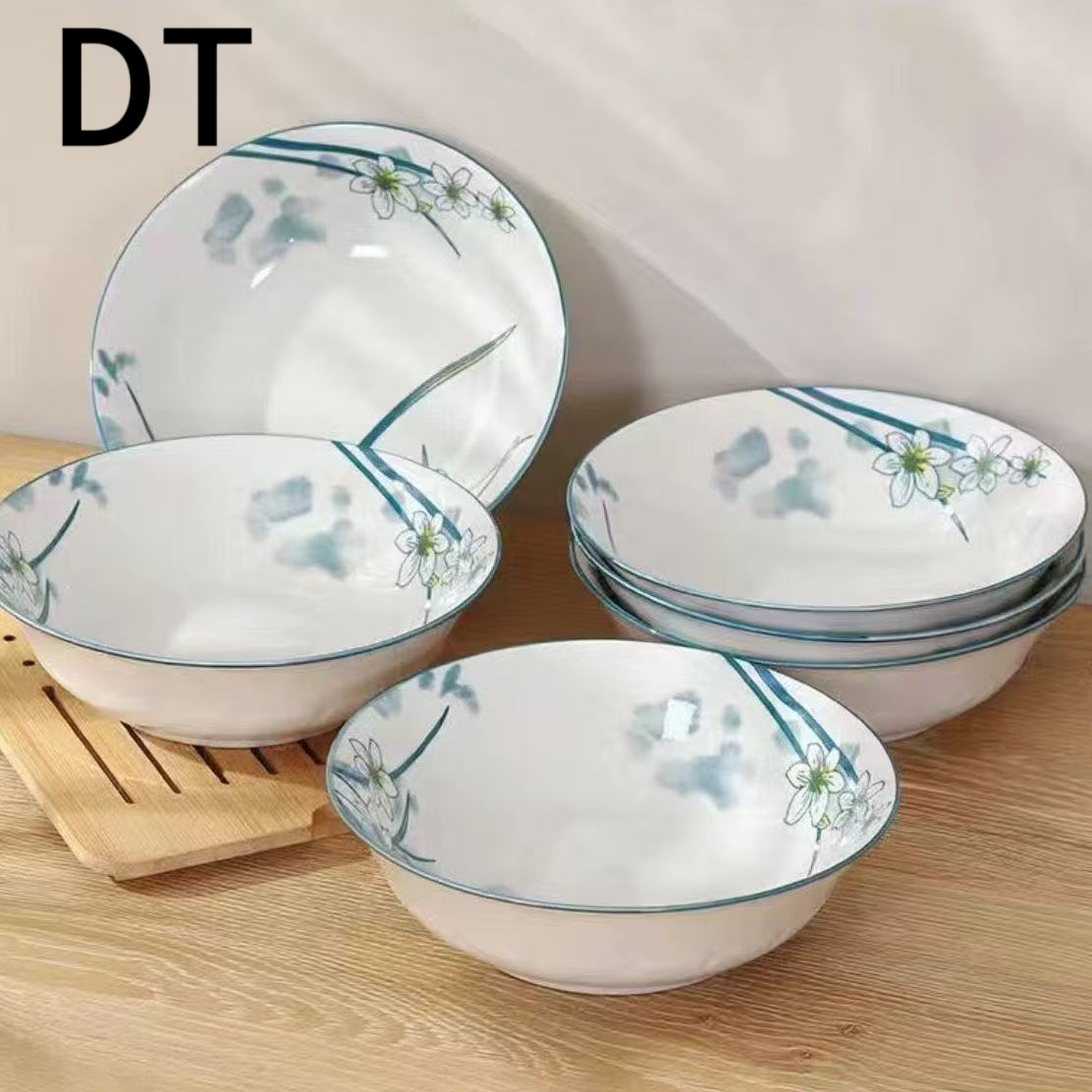 【6个装】7英寸水仙花面碗  破损联系客服补发