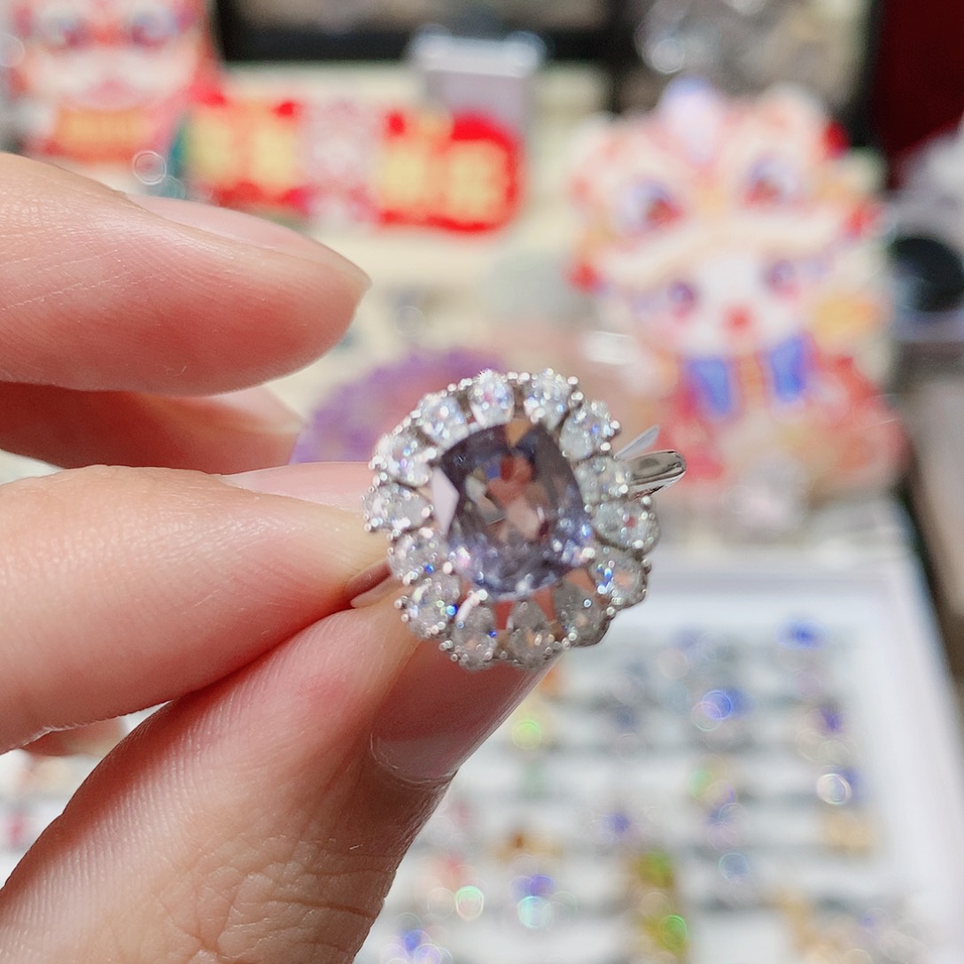 尖晶石戒指银S925镶嵌