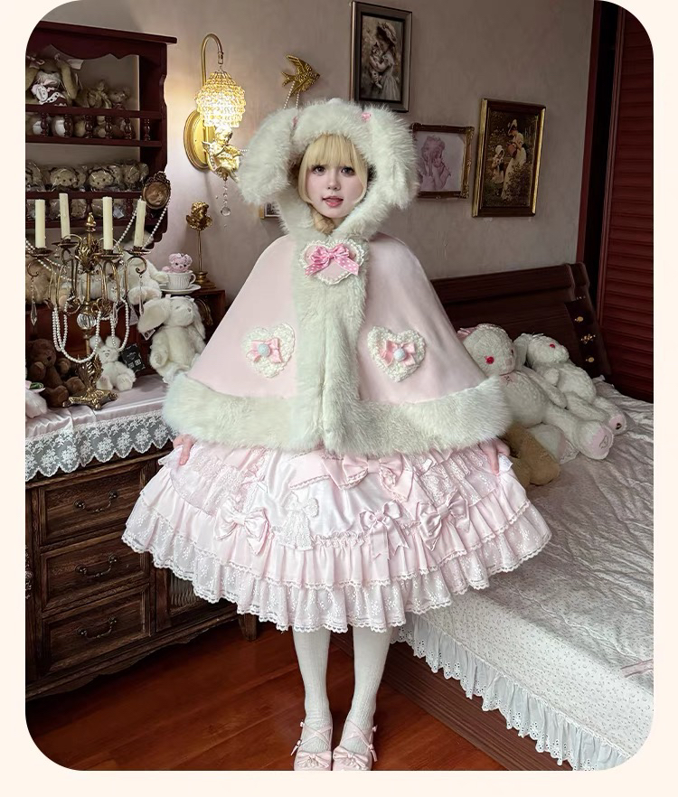 【羊毛毛呢外套】现货秒发 原创纯色Lolita 兔兔斗篷秋冬可爱保暖