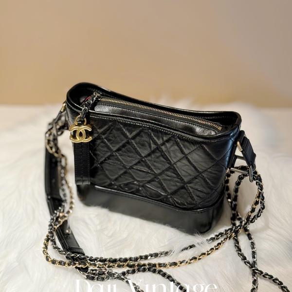 95新 Chanel/香奈儿 大吉中古3/Chanel香奈儿黑金流浪小号斜挎包