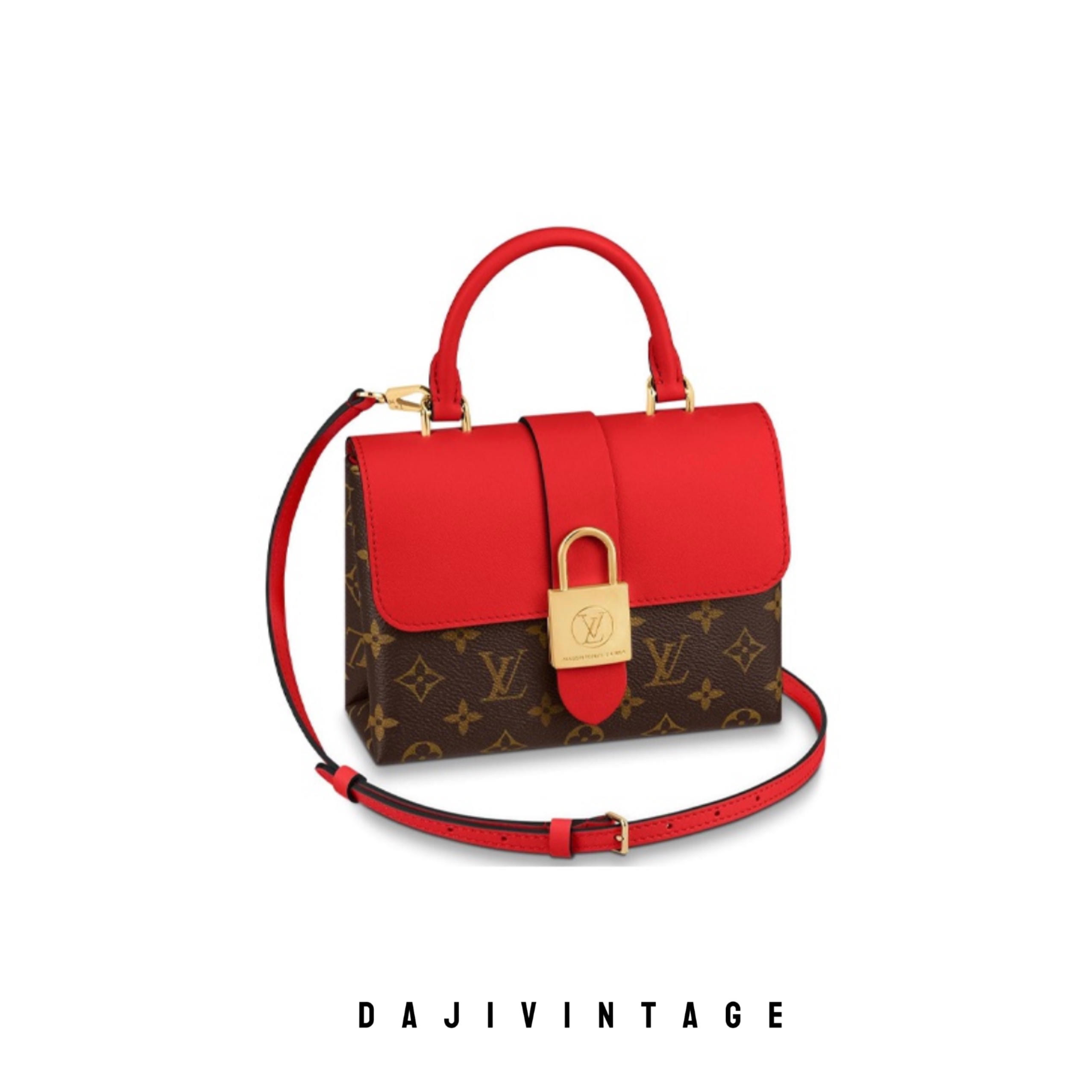 99新 LV 大吉中古3/Lv红色lock bb手提斜挎包