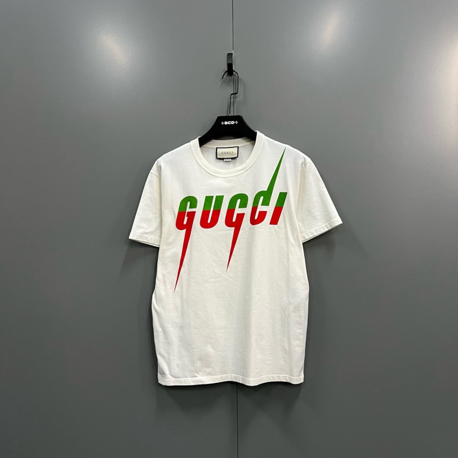95新 GUCCI/古驰 红绿闪电logo印花短袖 XS码