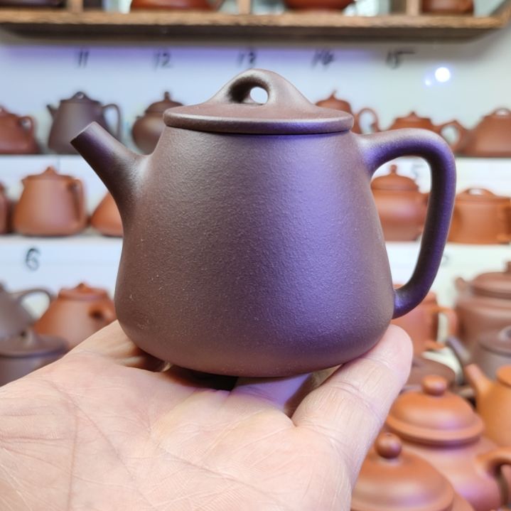 紫砂茶壶高瓢老紫泥180cc左右微瑕