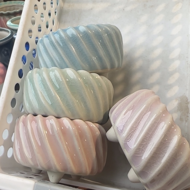 陶瓷8*5半手工花盆浮力炸