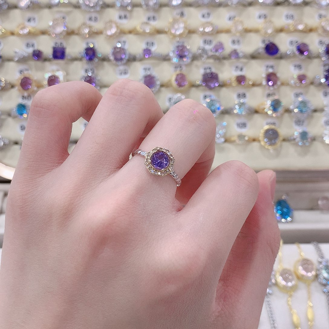 紫晶戒指银S925镶嵌W*姐