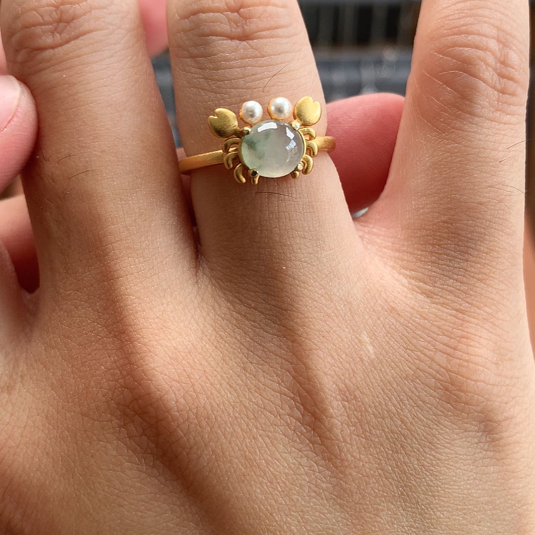 翡翠戒指银S925镶嵌春*0050