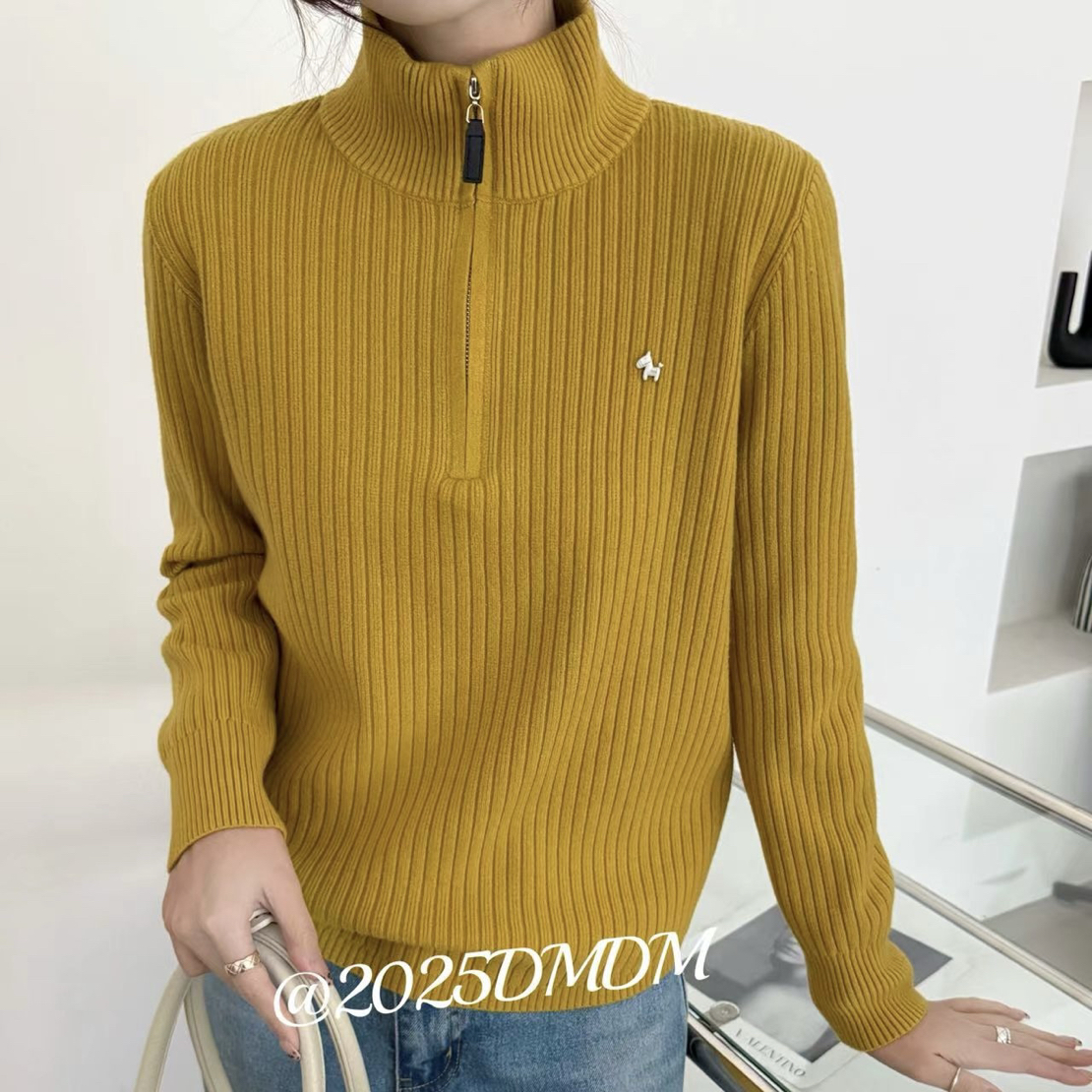 7158 小马标志半拉链品质显瘦时尚百搭上衣