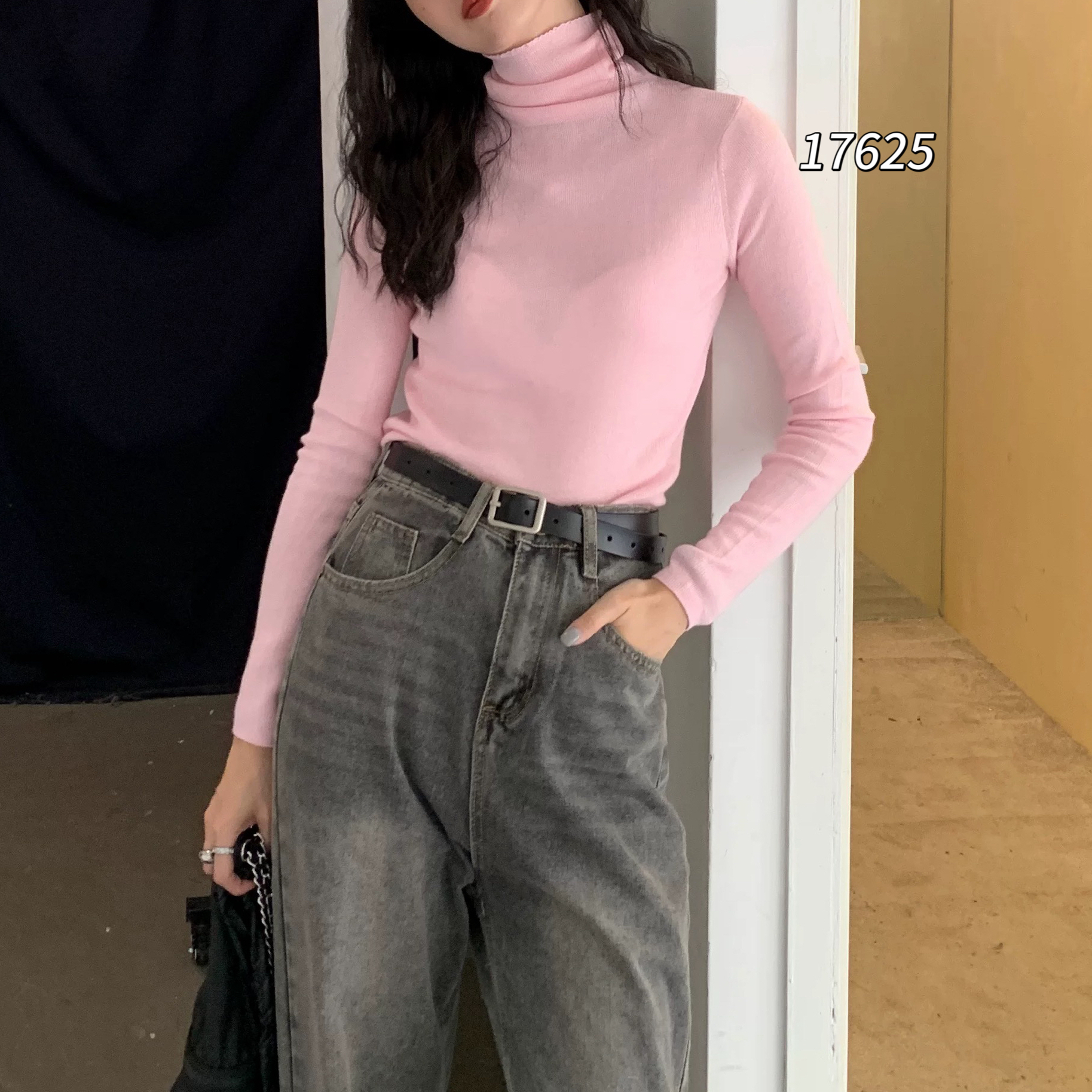 17625 微透！WANGDAN（部无水洗唛介意慎拍)净版堆堆领打底针织衫