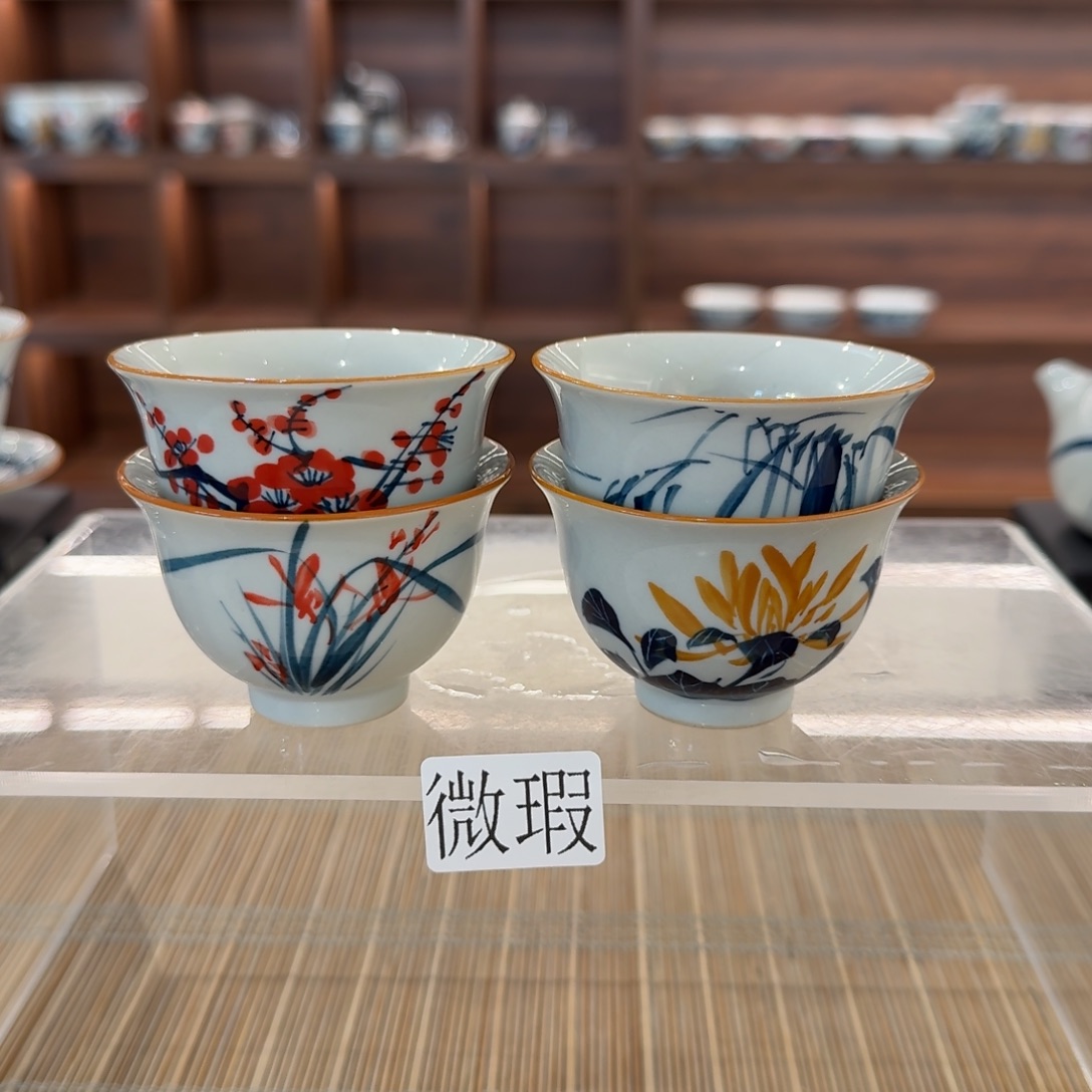 釉下手绘茶具微瑕