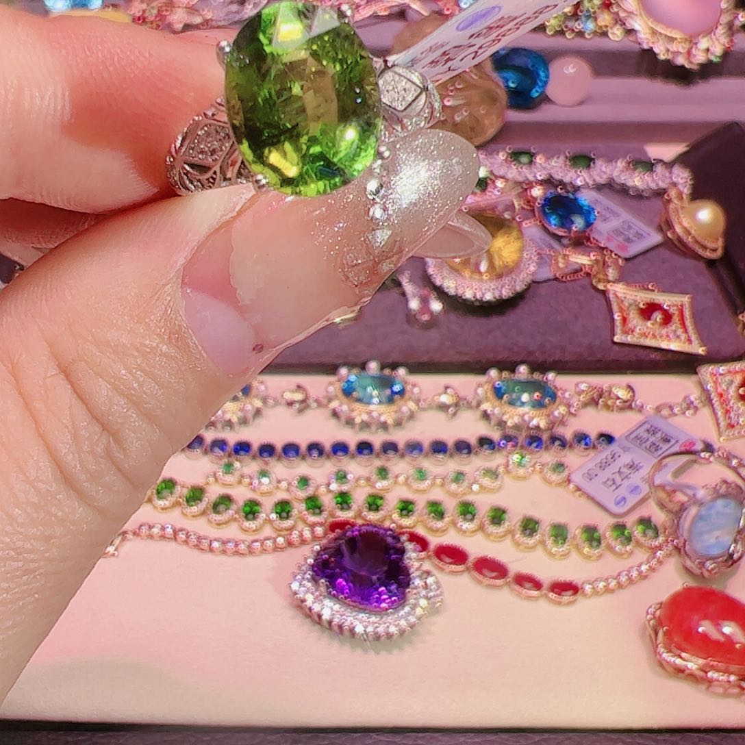 碧玺碧玺戒指银S925镶嵌