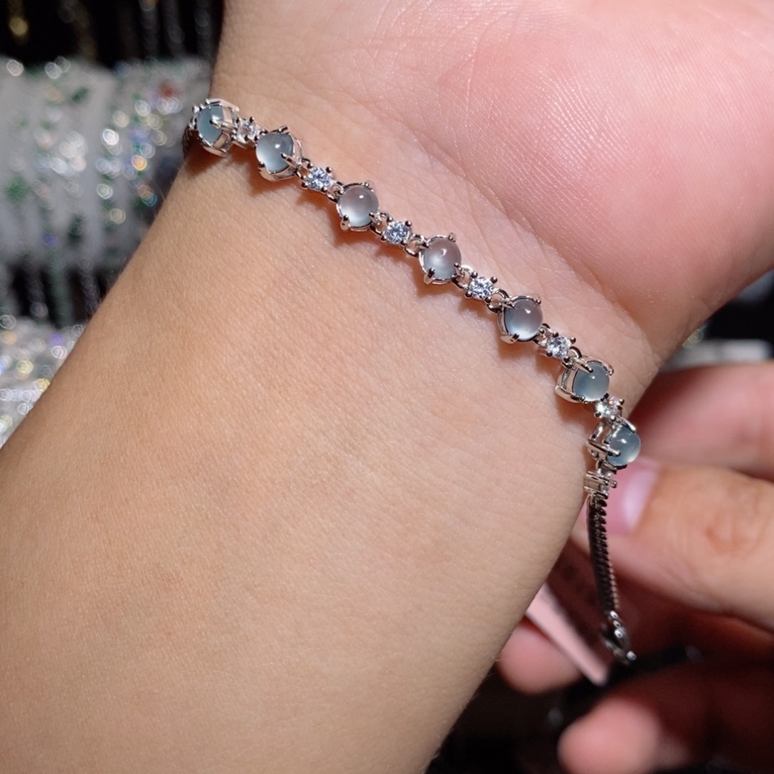 银S925镶嵌手链翡翠hu uji