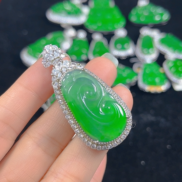 翡翠银S925镶嵌吊坠(不含链)