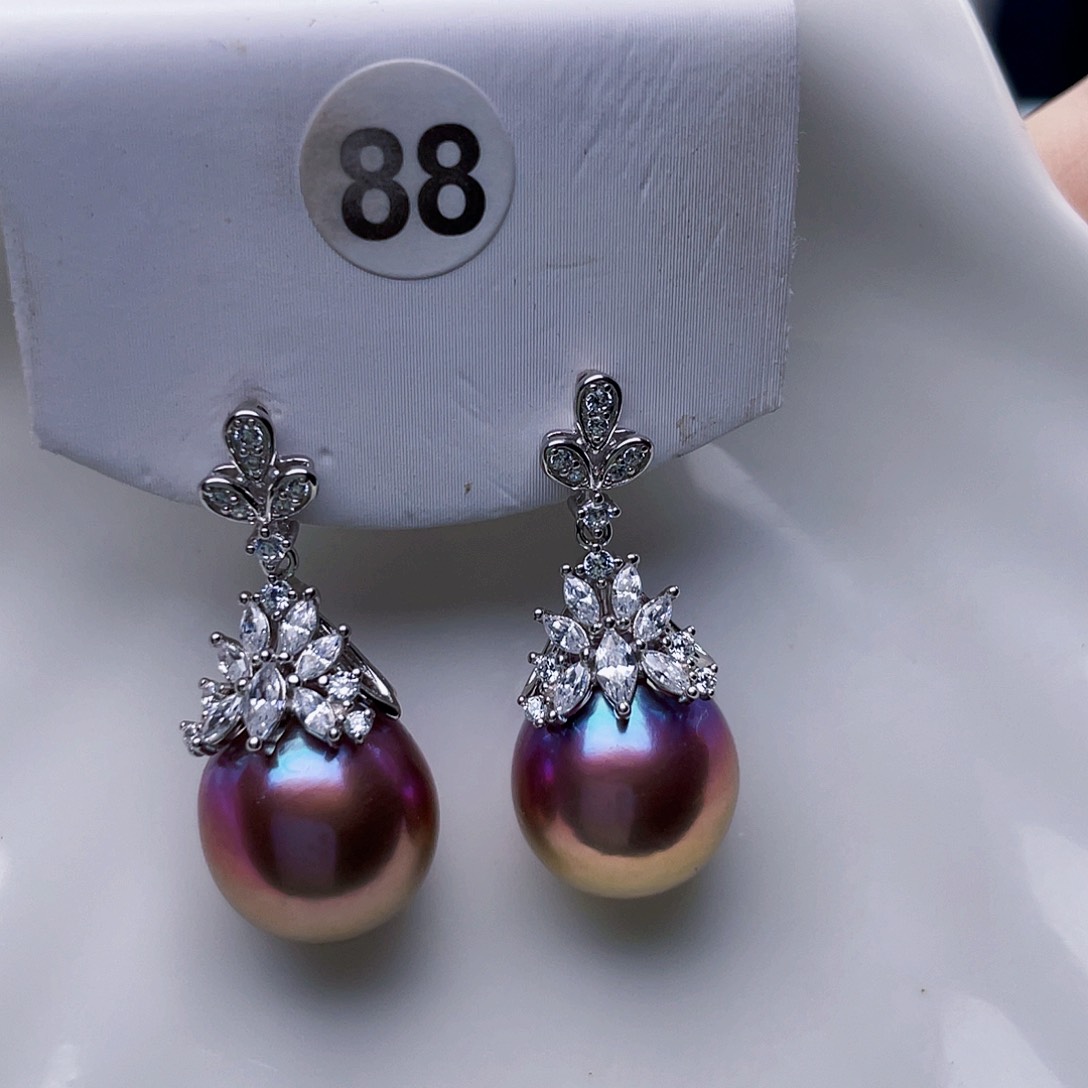 淡水珍珠耳饰银S925镶嵌