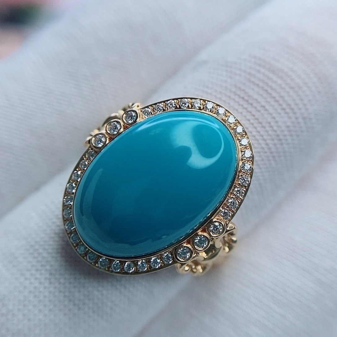 绿松石18K金镶嵌戒指