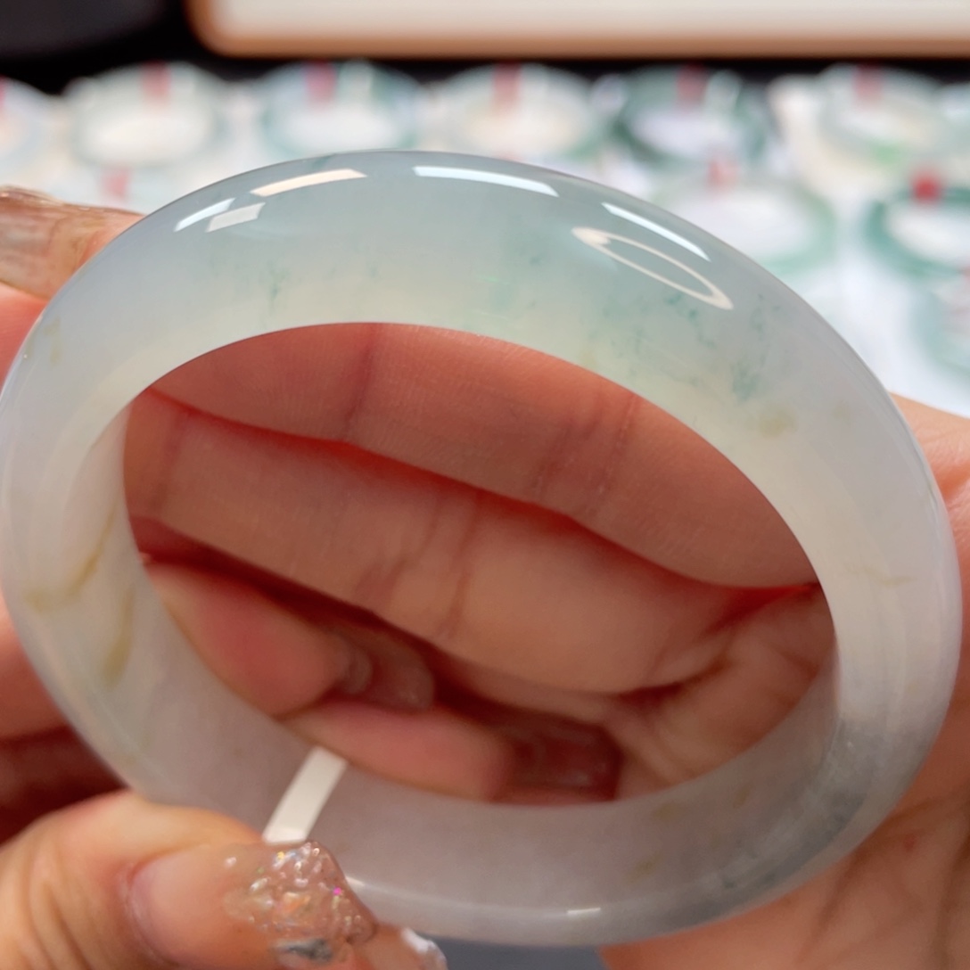 【闪购商品】翡翠手镯未镶嵌56冰透蓝花14号