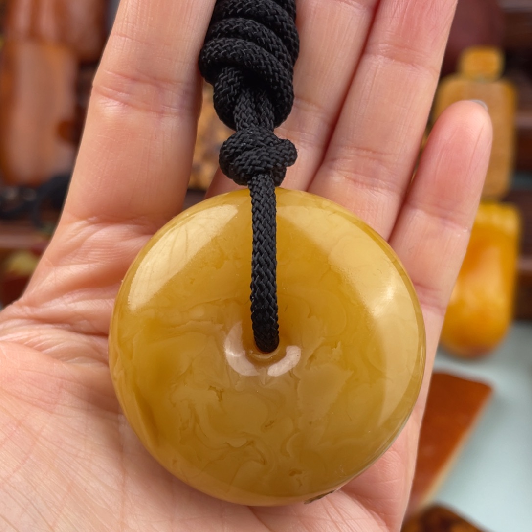 定制琥珀未镶嵌蜜蜡平安扣