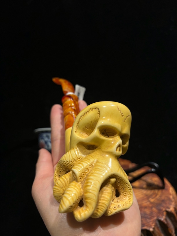 A.cevik海泡石斗 大号戴维琼斯骷髅雕刻斗