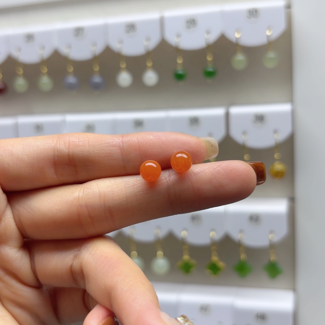 银S925镶嵌南红玛瑙耳饰