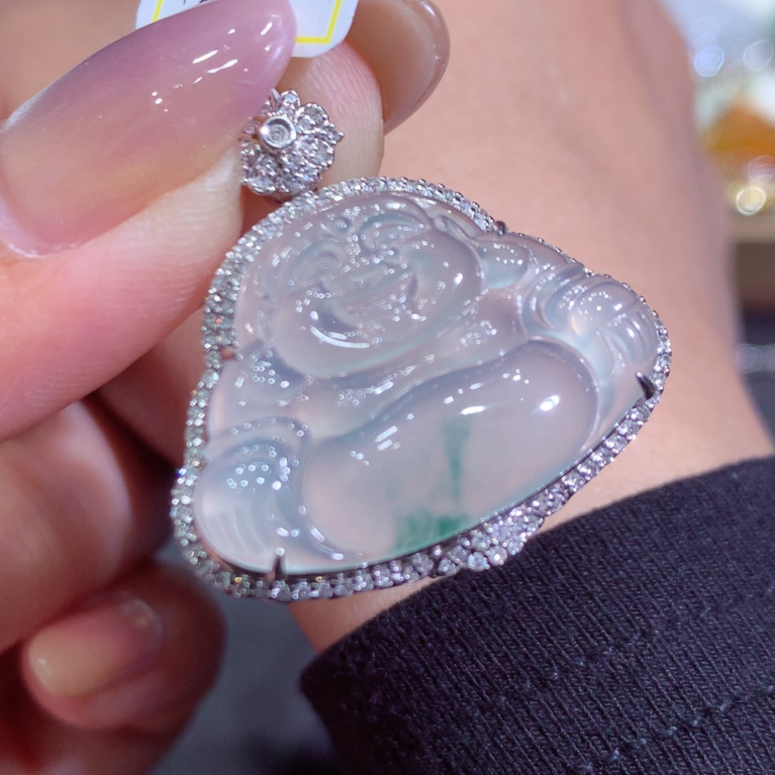 翡翠18K金镶嵌吊坠(不含链)