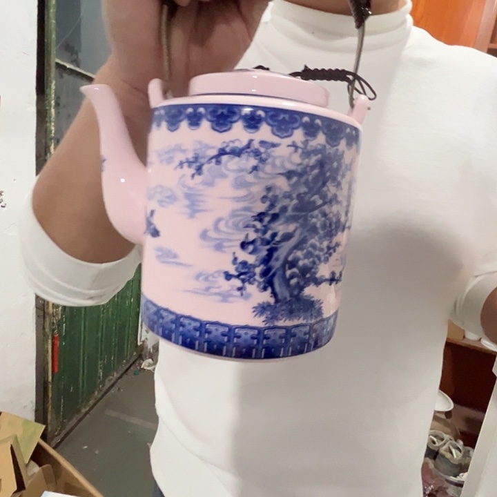 瓷片景德镇陶瓷红稀稀喜上眉梢提梁壶