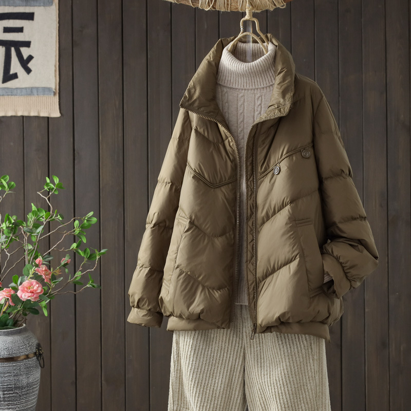 2025冬休闲时尚两粒扣白鸭绒羽绒服