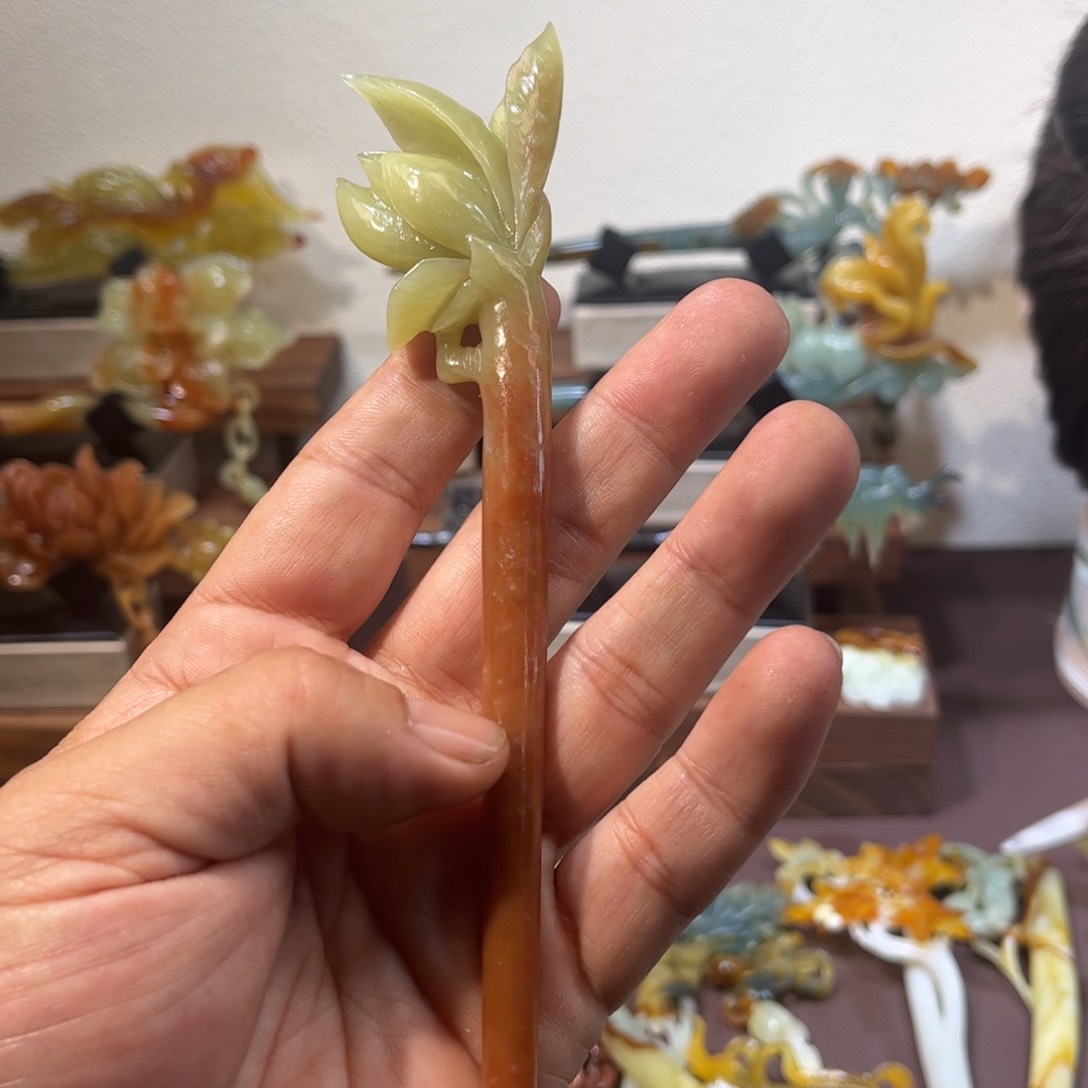 蛇纹石玉发簪合金