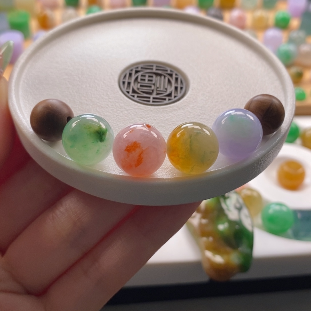 翡翠未镶嵌颈饰特色飘花圆珠卡12+一手价