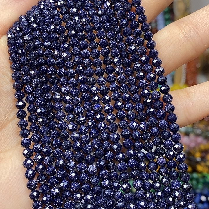 玛瑙/玉髓未镶嵌珠宝半成品蓝沙切面卡4mm2条
