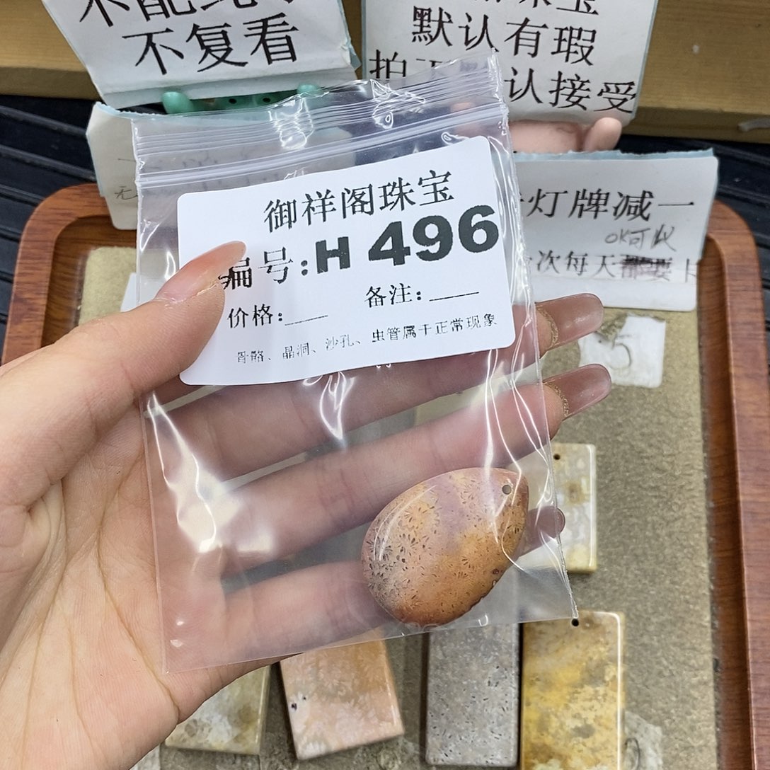 硅化珊瑚（珊瑚玉）未镶嵌颈饰炮*