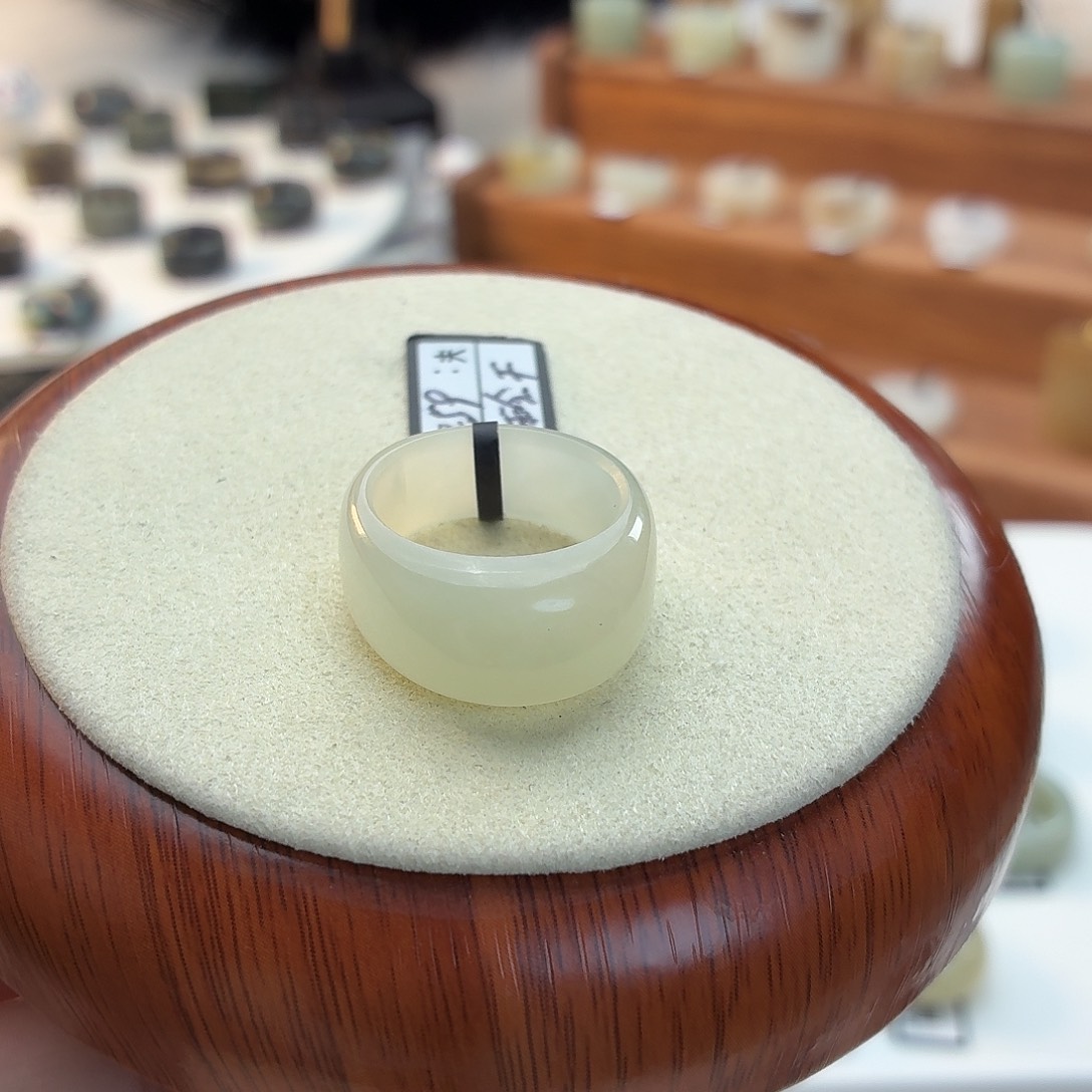 和田玉未镶嵌戒指i10晴水馒头18.0mm