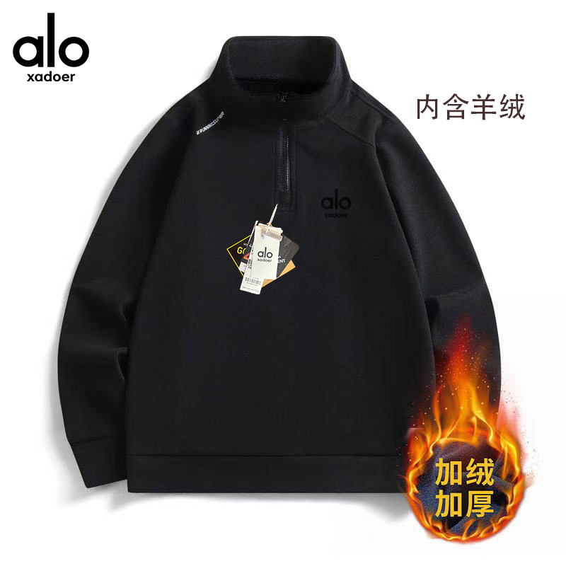 【Aloxadoer】秋冬半拉链 藏羊绒一体绒休闲卫衣-55818