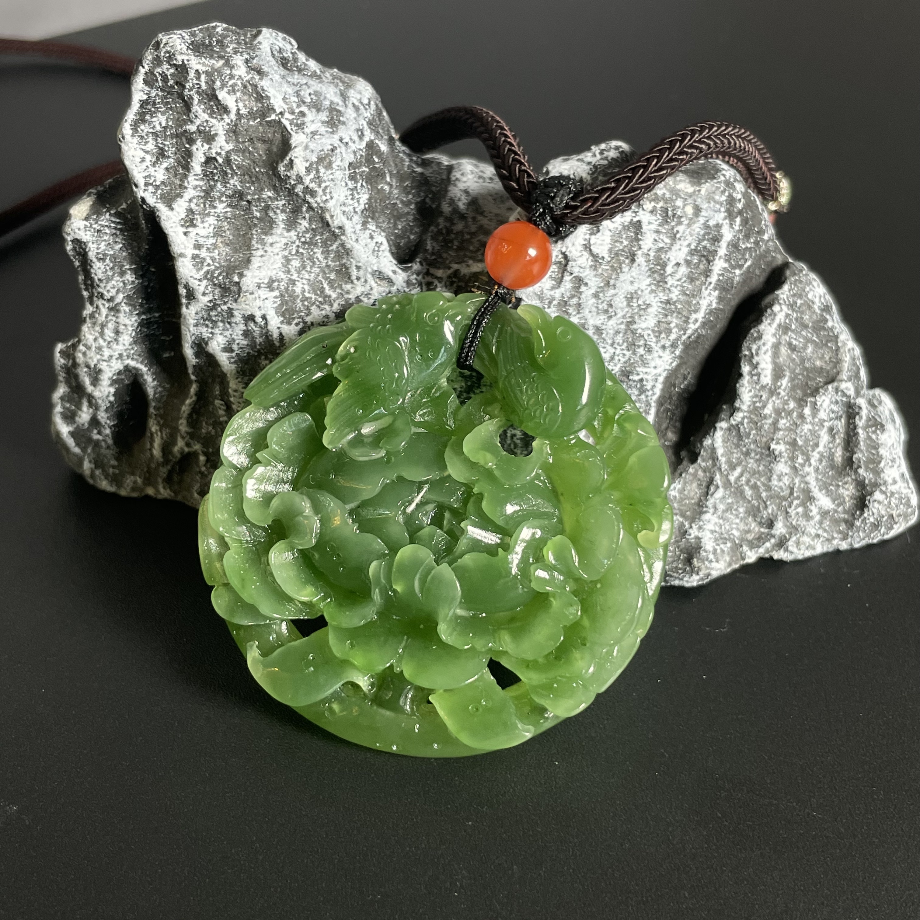 【灵华高端珠宝】和田玉碧玉花牌吊坠多样性发一HL78D08