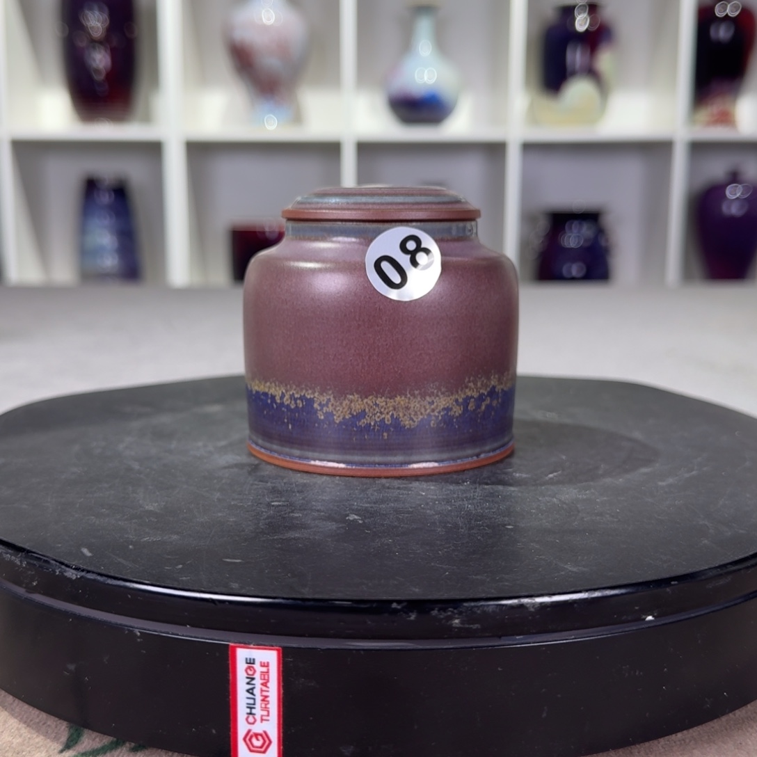 陶摆件福利钧窑茶叶罐炉钧