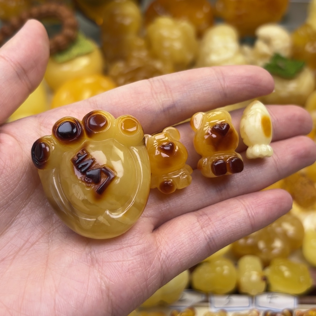 裸石蜜蜡未镶嵌柠**风蜜蜡配饰打孔不退不换