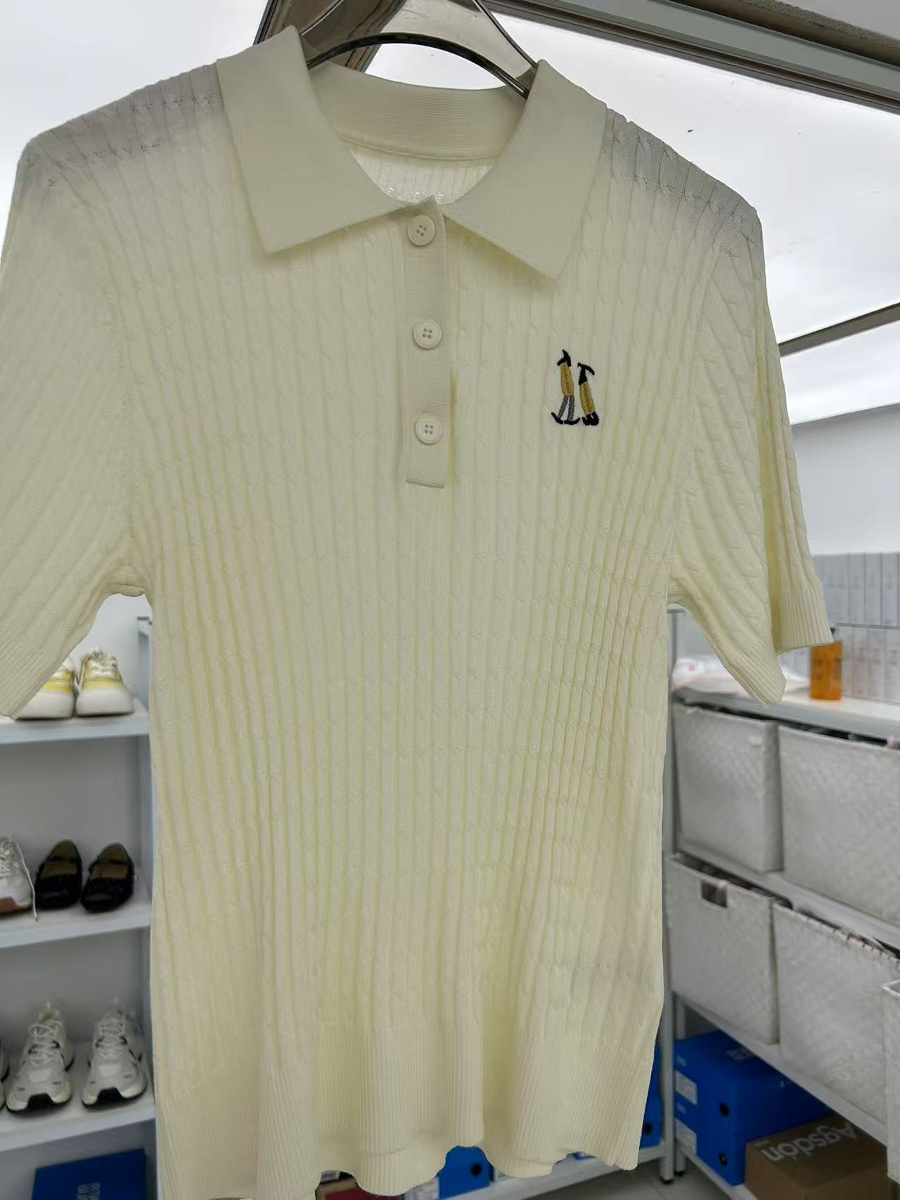 POLO衫刺绣翻领纯色百搭常规款女款包袖短袖夏款半袖