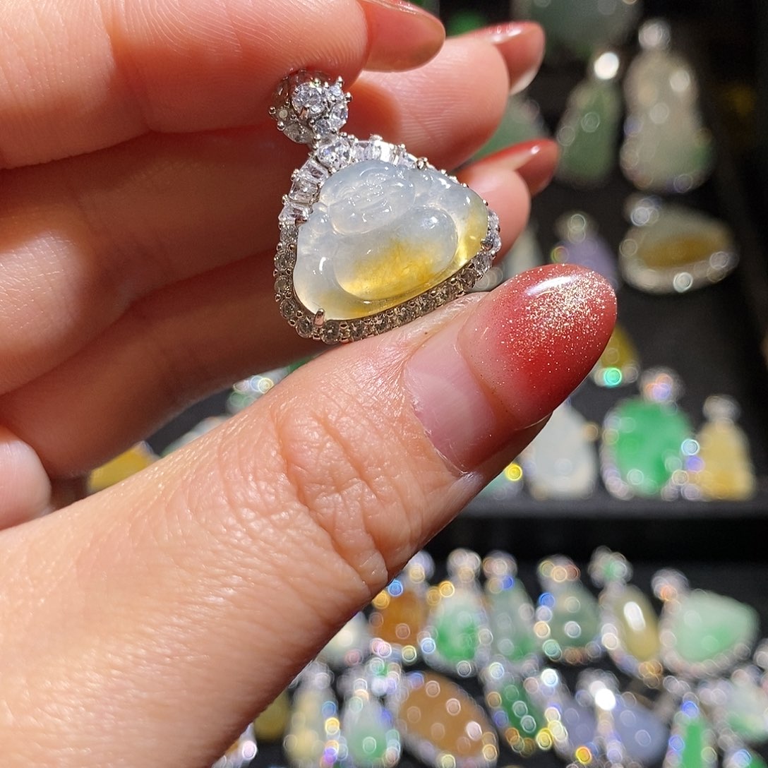 颈饰银S925镶嵌翡翠不****w天然翡翠