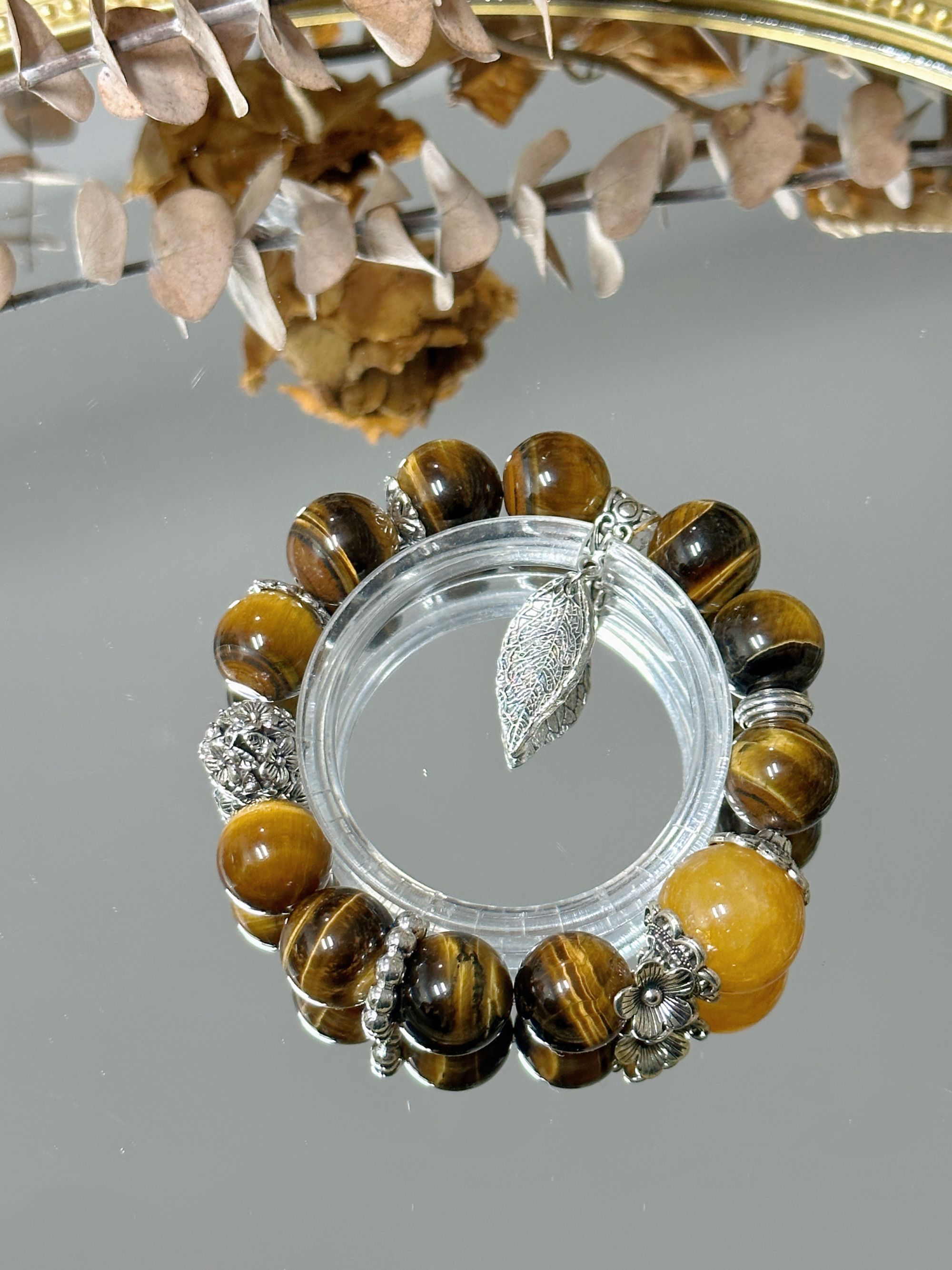 （黄枫）黄虎眼黄胶花水晶手串手链  颜色微差多样性发其一Y012