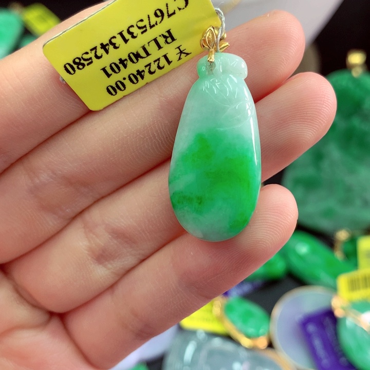 翡翠18K金镶嵌吊坠(不含链)