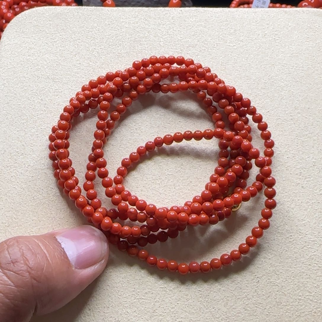 南红玛瑙手链未镶嵌3.7mm冷水河六圈