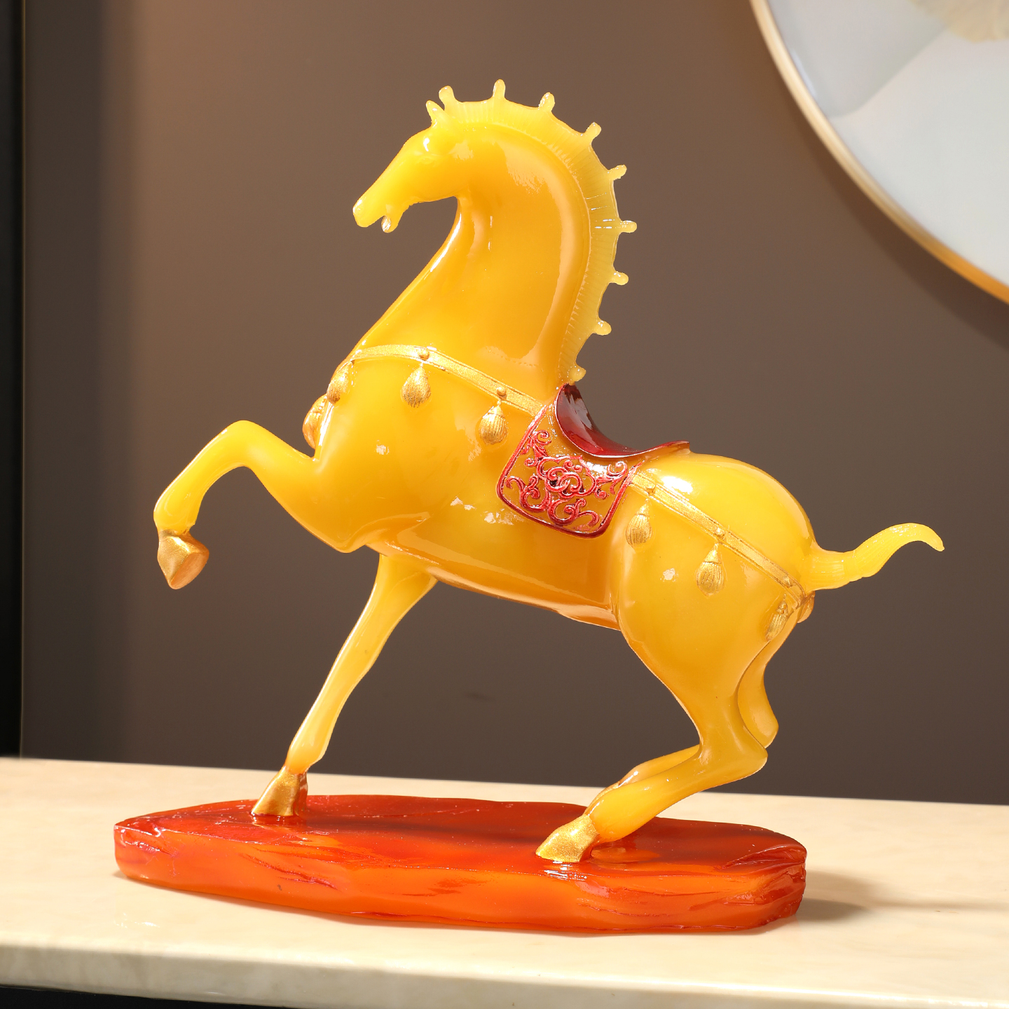 非遗仿琉璃唐马摆件吉祥如意公司玄关居家酒柜工艺品开业长辈礼品