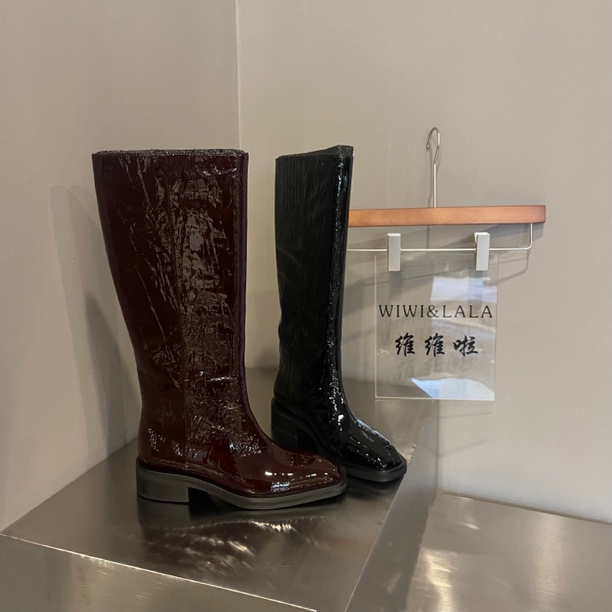 【维维啦】AW25秋款亮面牛漆皮高靴长筒靴25177-1616
