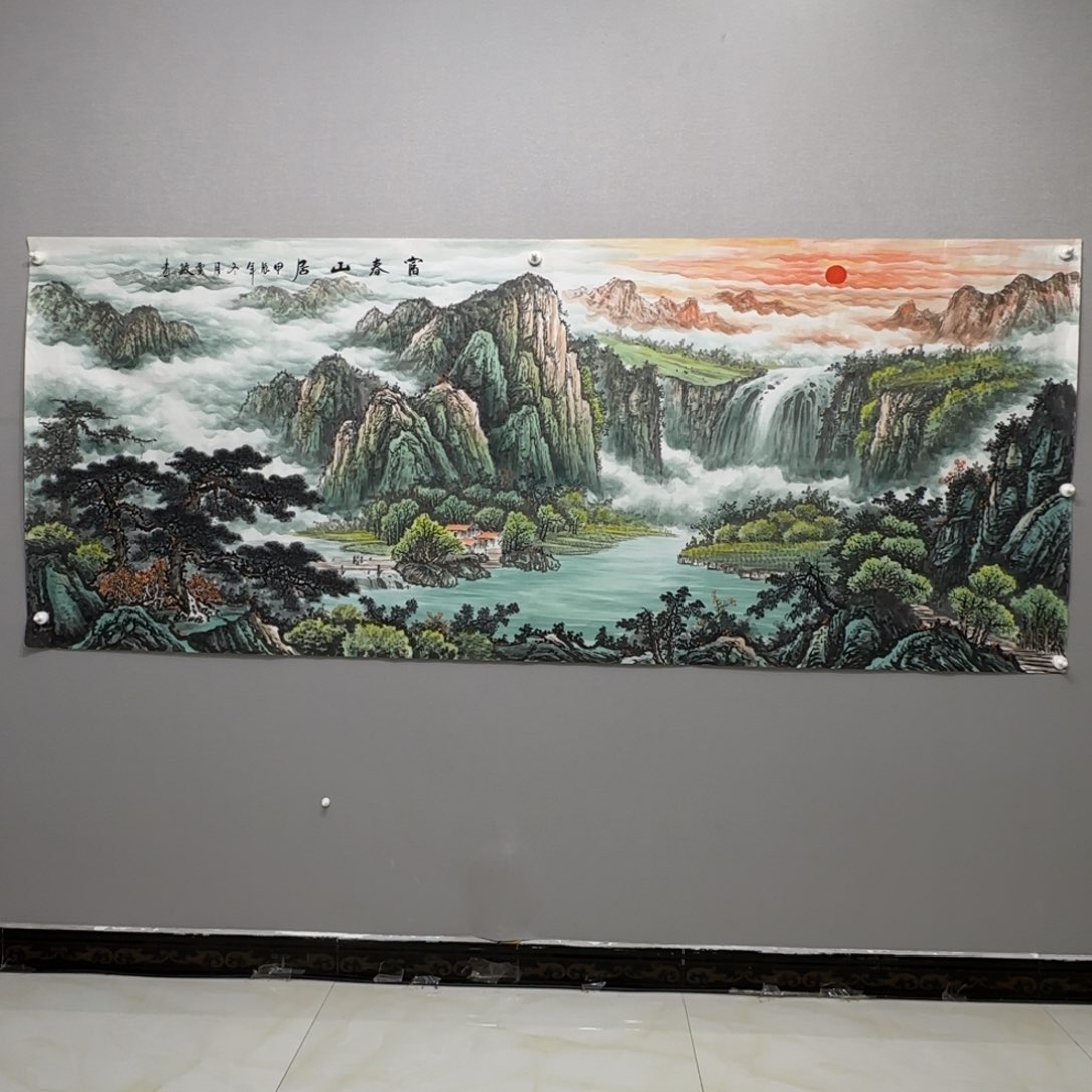 国画横幅八尺精品山水贾敏