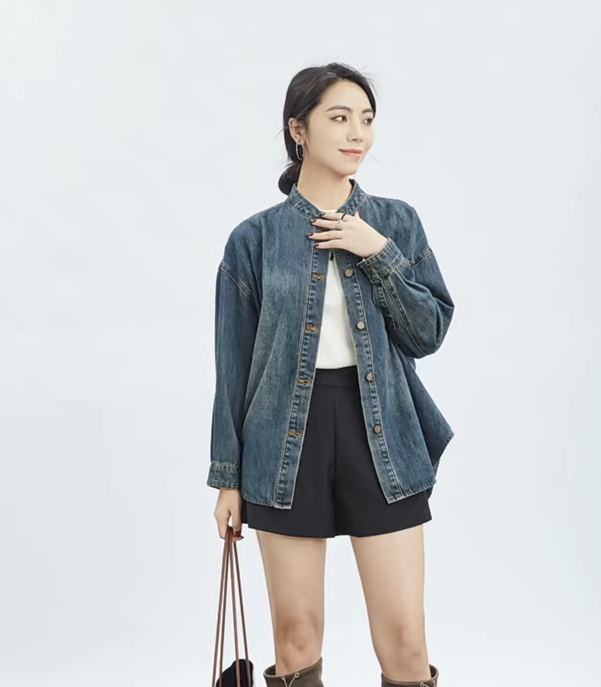 LINGZI/领姿牛仔休闲衬衣复古色4101080