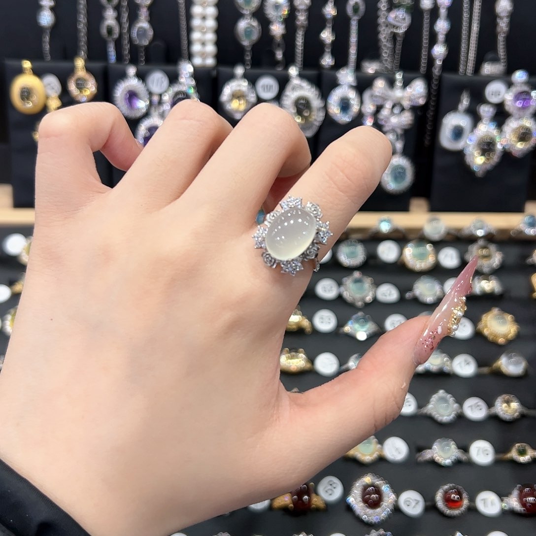 海蓝宝石戒圈银S925镶嵌