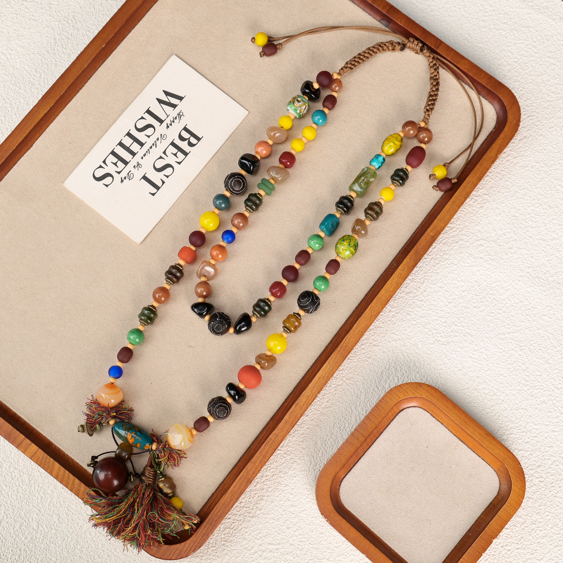 合金琉璃吊坠 LZ5000咖色大珠橙色搅料竹节蓝色凤尾多宝双层绳编